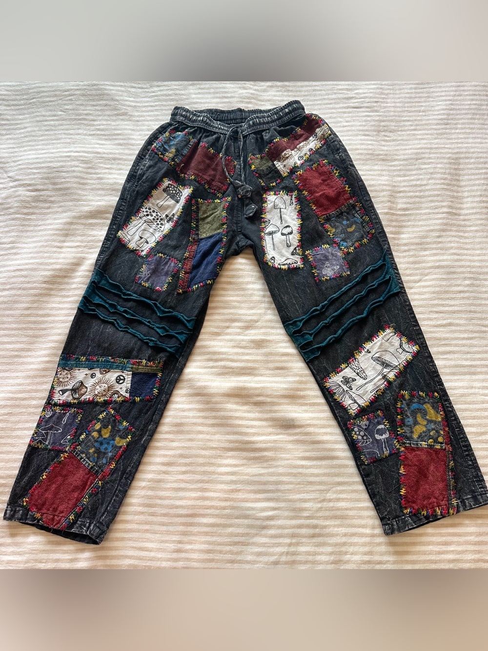 rising international 100% cotton patchwork pants / sz small
